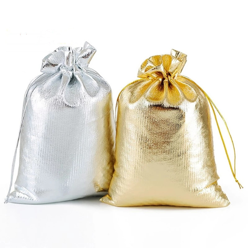 Jute Bag Packaging - 50 unids/lote 7x9cm 9x12cm Color dorado
