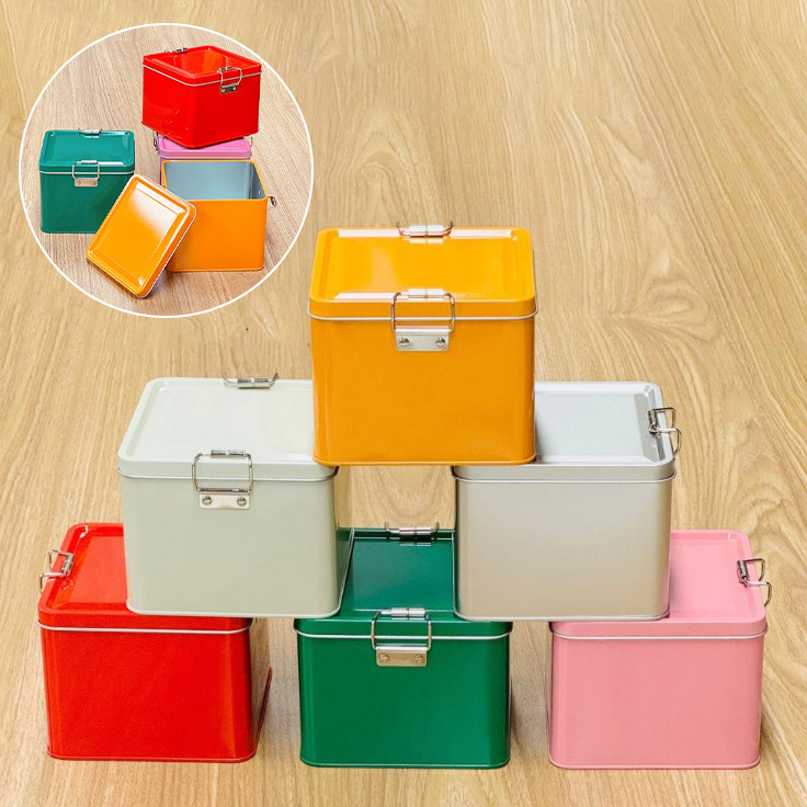 Caja de hojalata cuadrada para - Tin Container Lid reseña y precio